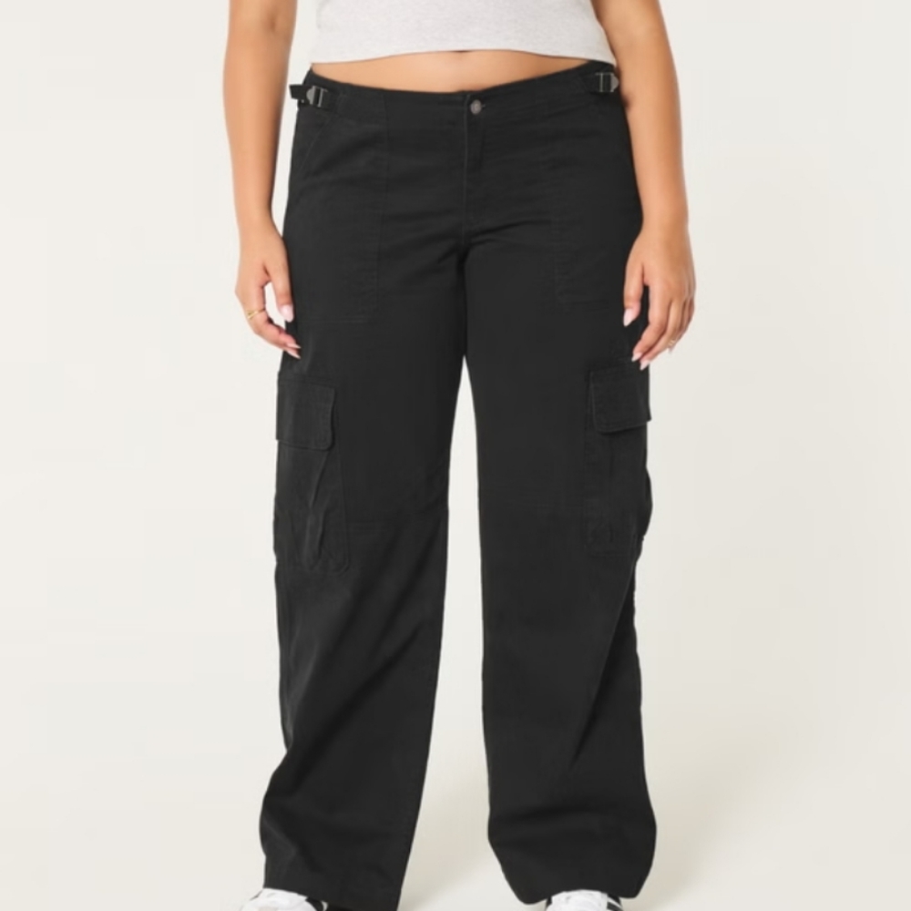 Hollister‎ Women Low Rise Cargo Pant Baggy Black SzW23 Regular Retro